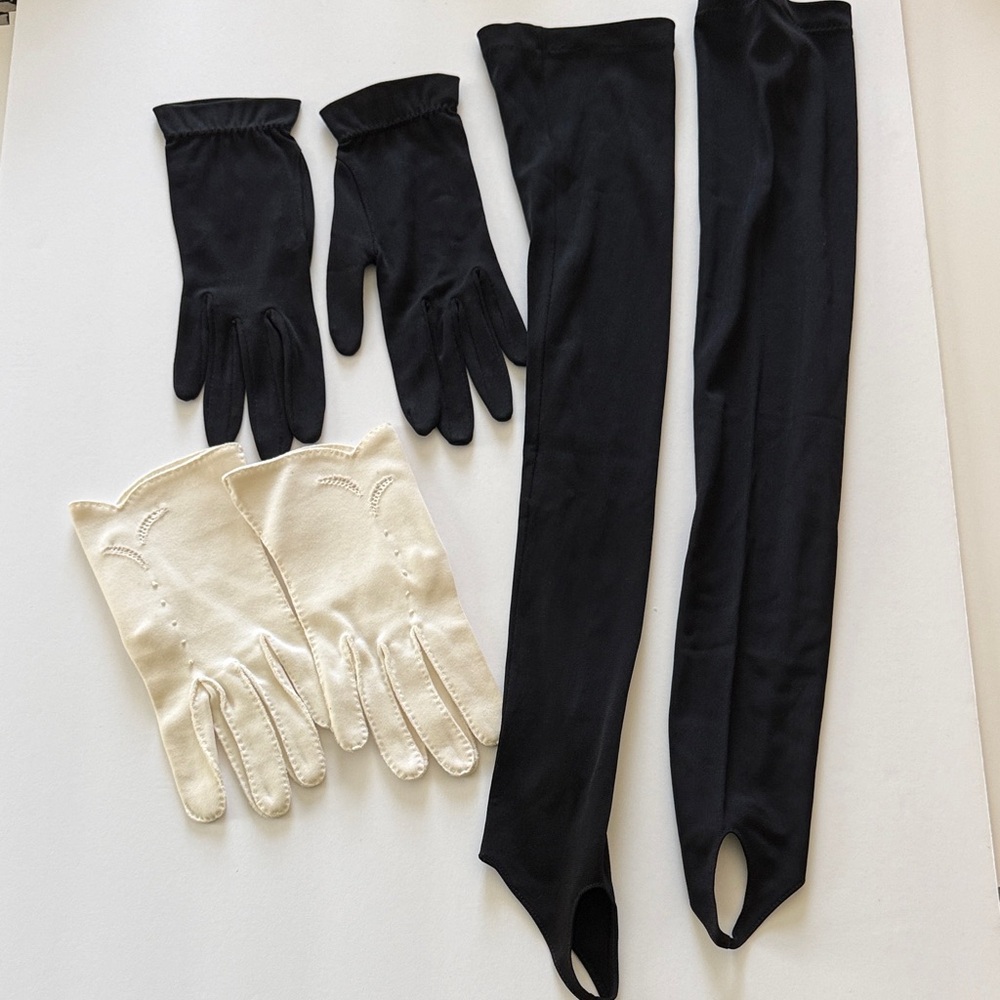 Black Long Opera gloves & Gloves Set - Classic Black and white regencycore